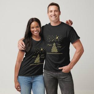 Happy Pawlidays, Gold shiny Paw Christmas tree T-Shirt