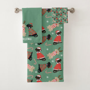 Happy Pawlidays Labrador Retriever Dogs Bath Towel Set