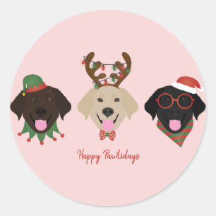 Happy Pawlidays Labrador Retriever Dogs Classic Round Sticker