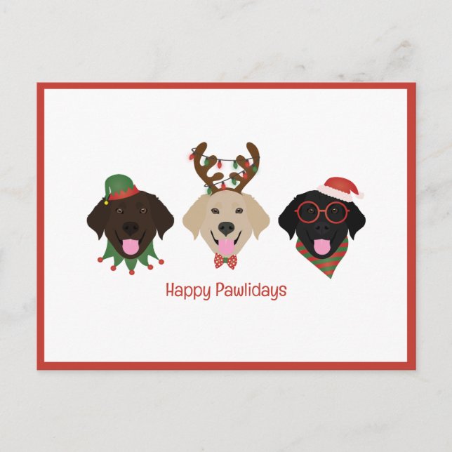 Happy Pawlidays Labrador Retriever Dogs Holiday Postcard (Front)