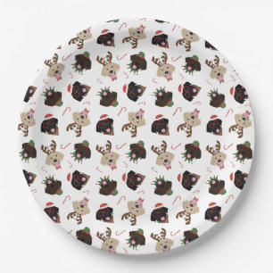 Happy Pawlidays Labrador Retriever Dogs Paper Plate