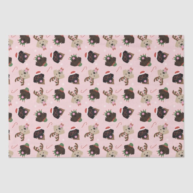 Happy Pawlidays Labrador Retriever Dogs Tissue Paper (Front)