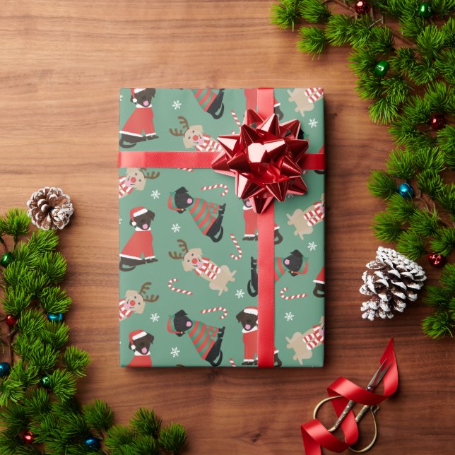 Happy Pawlidays Labrador Retriever Dogs Wrapping Paper (Holiday Gift)
