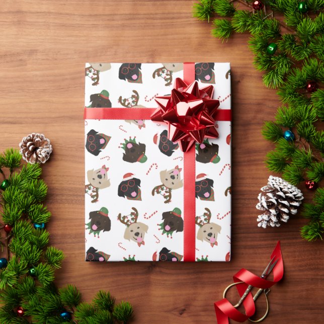 Happy Pawlidays Labrador Retriever Dogs Wrapping Paper (Holiday Gift)