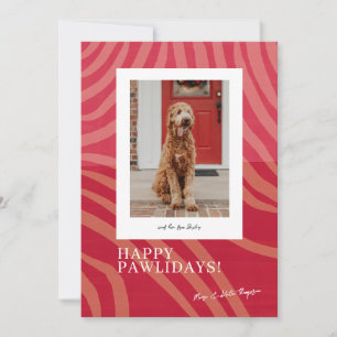 Happy Pawlidays Magenta Photo Holiday Card