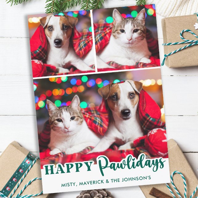 Happy Pawlidays Modern Custom Pet Dog Photo Card (Creator Uploaded)