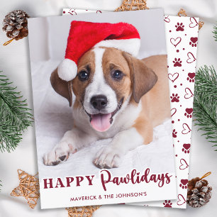 Happy Pawlidays Personalised Modern Pet Dog Photo Holiday Card