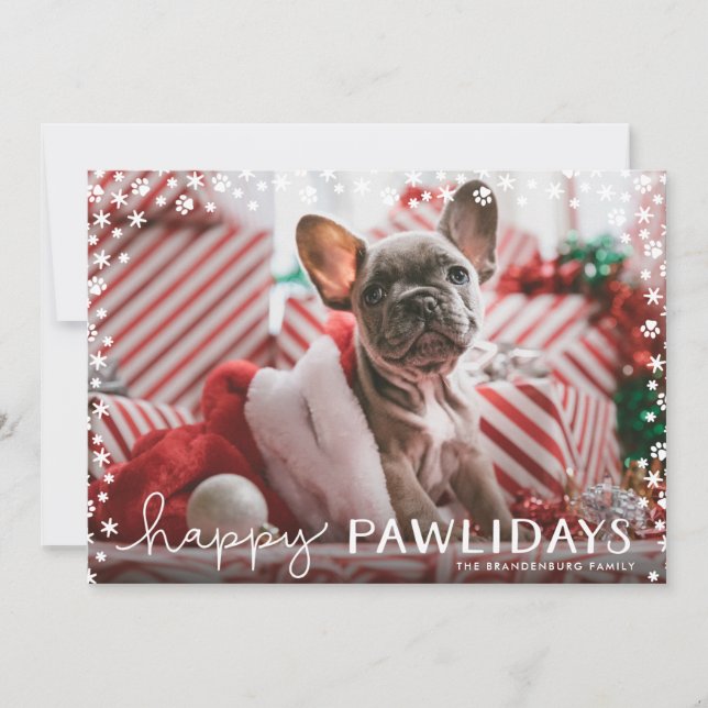 Happy Pawlidays Pet Lover Holiday Photo Card (Front)