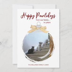 Happy Pawlidays Pet Photo Christmas Ornament Holiday Card