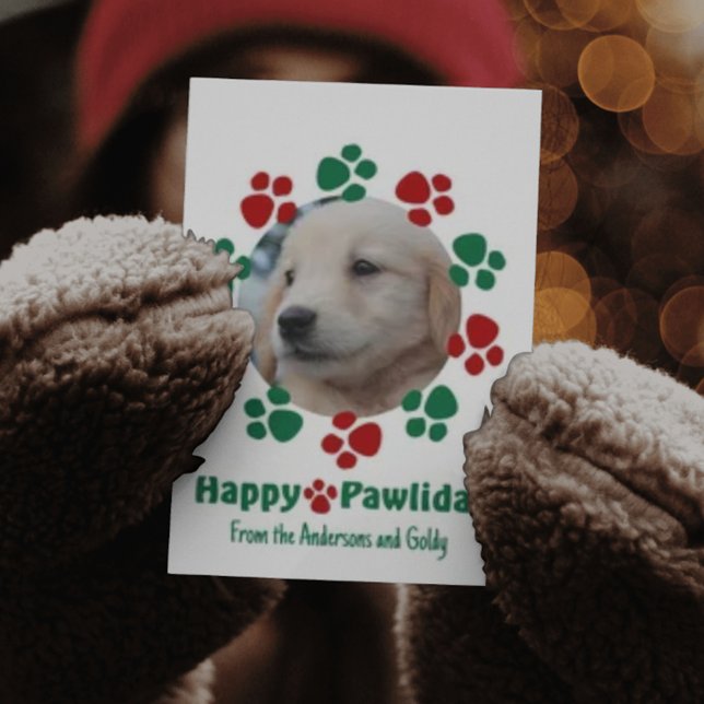 Happy Pawlidays Photo and Wreath Card (Creator Uploaded)