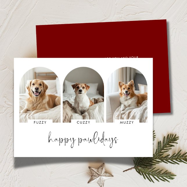 Happy Pawlidays Photo Cards With Dog Pets Name (Creator Uploaded)