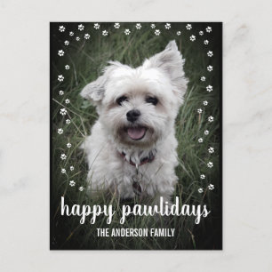 Happy Pawlidays Photo Modern Dog Christmas Holiday Postcard