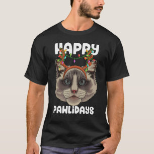 Happy Pawlidays Ragdoll Christmas Paw Cat Holidays T-Shirt