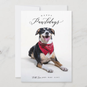 Happy Pawlidays Script Pet Christmas Photo Card