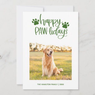 Happy Pawlidays Simple Dog Photo Christmas Holiday Card