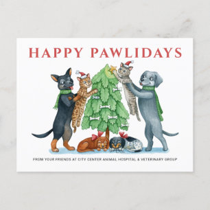 Happy Pawlidays Veterinary Holiday Postcard