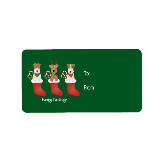 Happy Pawlidays Welsh Wire Fox Terrier Dog  Label (Front)