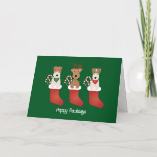 Happy Pawlidays Welsh Wire Fox Terrier Dogs Card