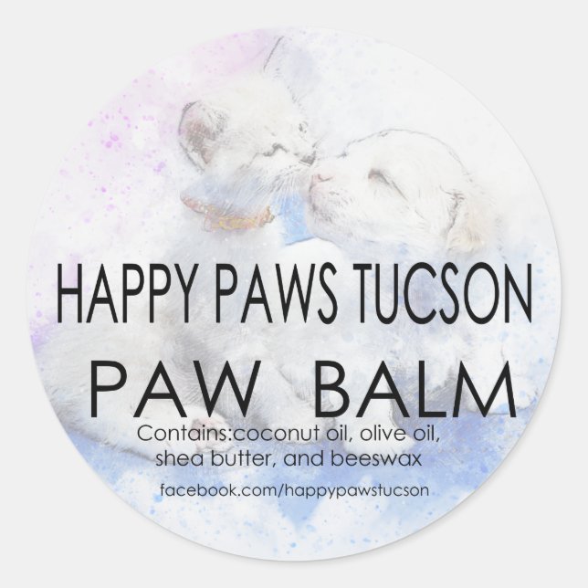 Happy Paws Balm Round Classic Round Sticker (Front)