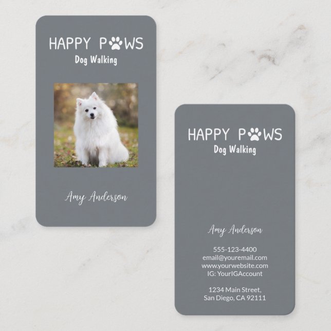 Happy Paws Dog Walking / Sitting Business Card (Front/Back)
