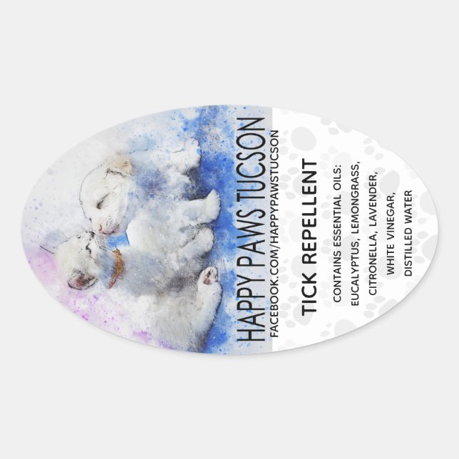 Happy Paws Oval Oval Sticker (Front)