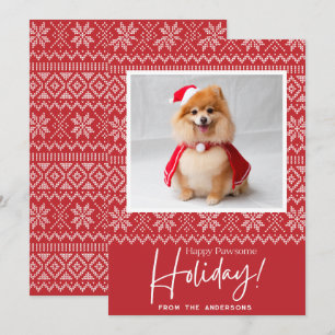 Happy Pawsome Holiday Dog Photo Christmas Cards
