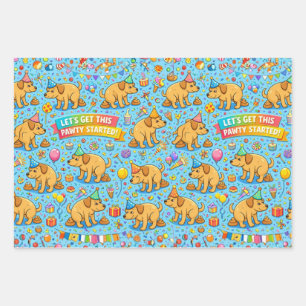 Happy Pawty Dog Party Wrapping Paper Sheet