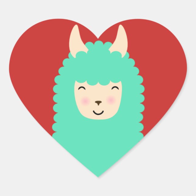 Happy Peekaboo Llama Heart Stickers (Front)