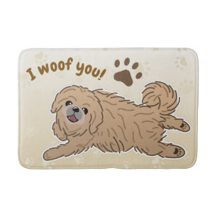 Happy Pekingese Dog Lover I Woof You Paws Bath Mat