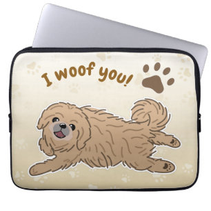 Happy Pekingese Dog Lover I Woof You Paws Laptop Sleeve