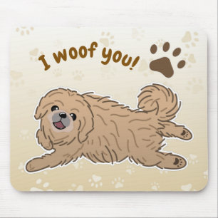 Happy Pekingese Dog Lover I Woof You Paws Mouse Mat