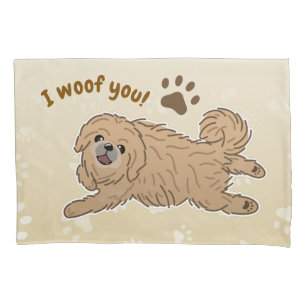 Happy Pekingese Dog Lover I Woof You Paws Pillowcase