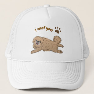 Happy Pekingese Dog Lover I Woof You Paws Trucker Hat