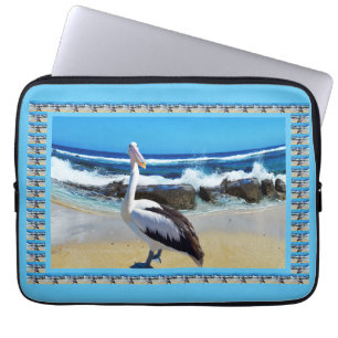 Happy Pelican At The Beach , Laptop Sleeve