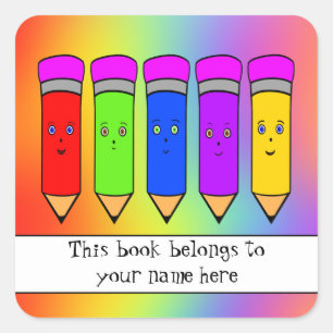 Happy Pencils! "This book belongs to" sticker