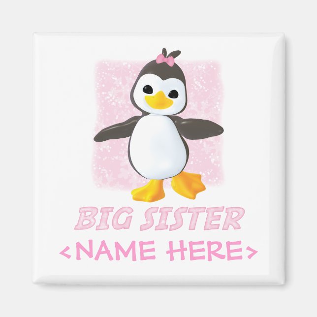 Happy Penguin Big Sister Magnet (Front)