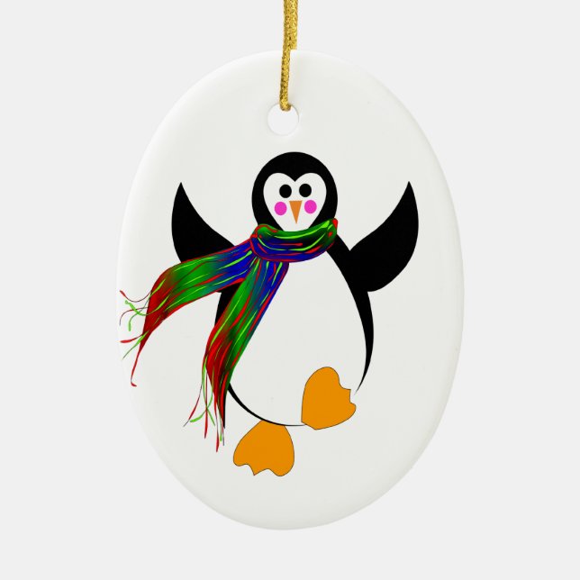 Happy Penguin Ceramic Tree Decoration (Front)