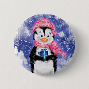 Happy Penguin - Christmas - 6 Cm Round Badge