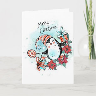 Happy Penguin Christmas Greeting Card