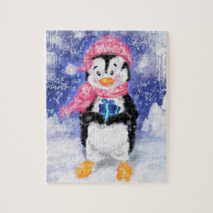 Happy Penguin - Cute - Christmas Jigsaw Puzzle