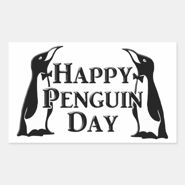 Happy Penguin Day Rectangular Sticker (Front)