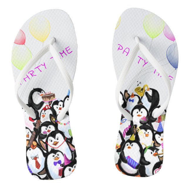 Happy Penguin Flip Flops (Footbed)