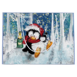 Happy Penguin Funny Christmas Gift Bag