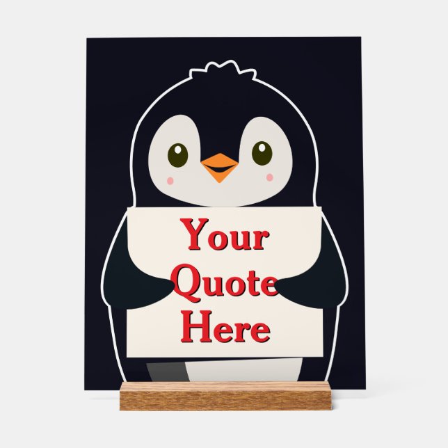 Happy penguin holding a sign to personalize (Front)