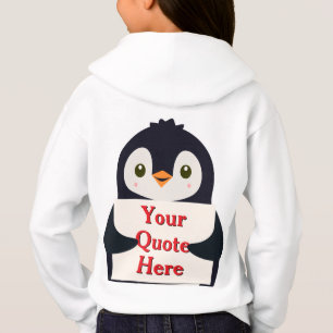 Happy penguin holding a sign to personalize