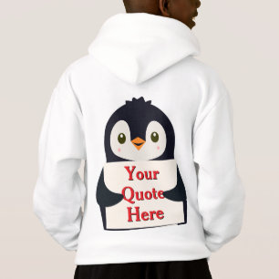 Happy penguin holding a sign to personalize