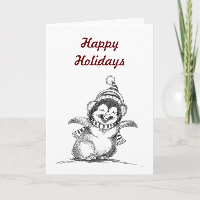 Happy Penguin Holiday Card (Front)