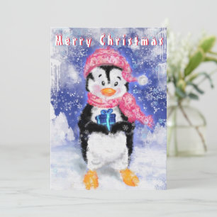 Happy Penguin - Merry Christmas - Cute - Drawing