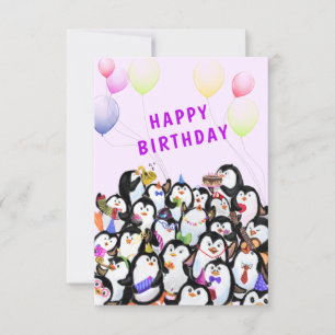 Happy Penguin Party Funny Birthday Card