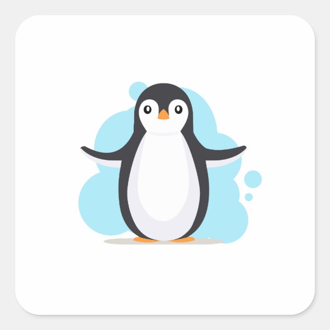 Happy penguin square sticker (Front)